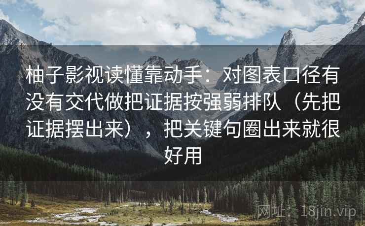 柚子影视读懂靠动手：对图表口径有没有交代做把证据按强弱排队（先把证据摆出来），把关键句圈出来就很好用